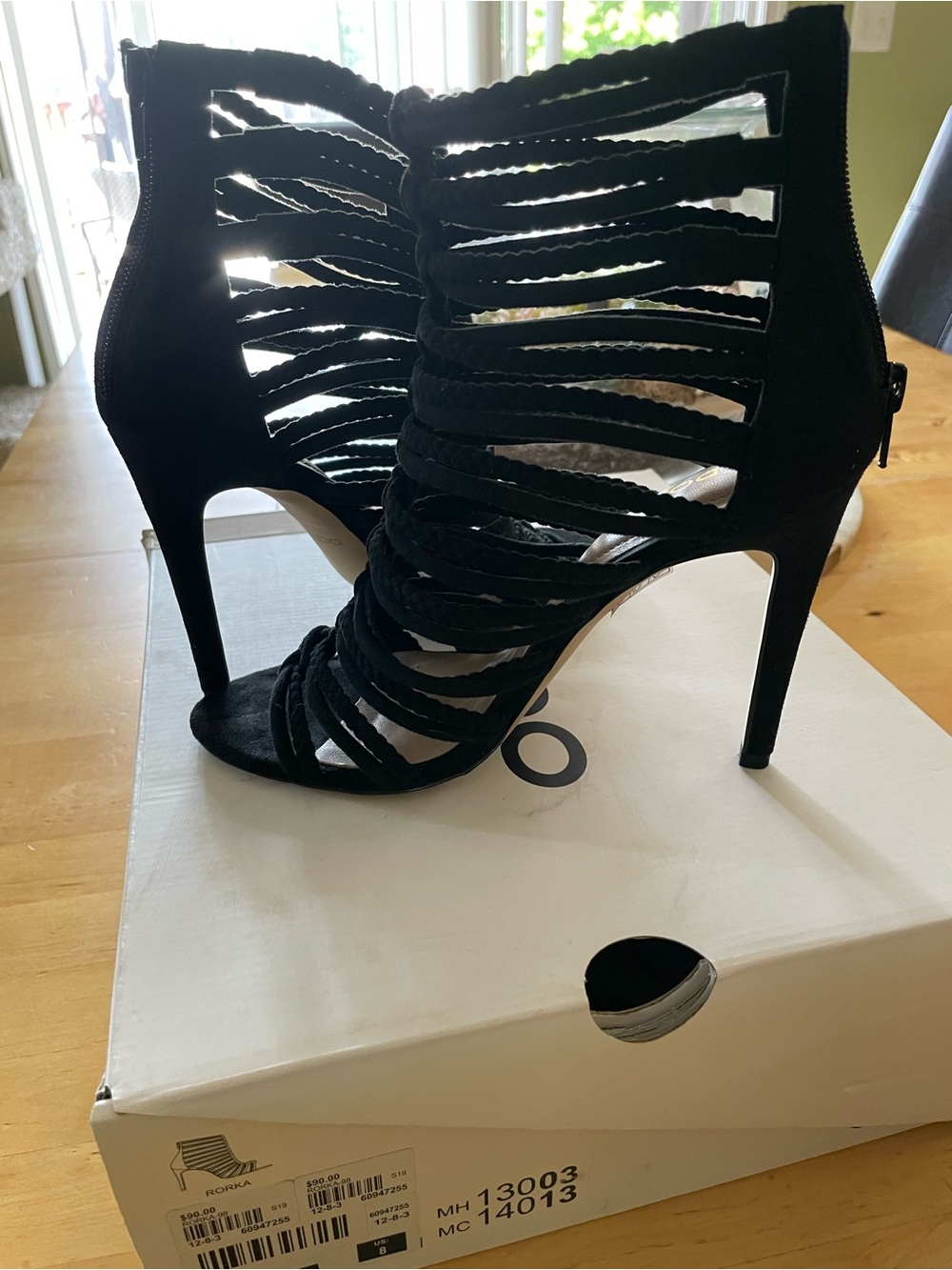 Aldo Black Braided Strappy Stiletto Heels Size 8